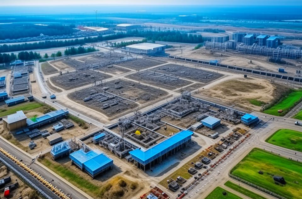 строительная площадка огромных размеров вид с вертолета