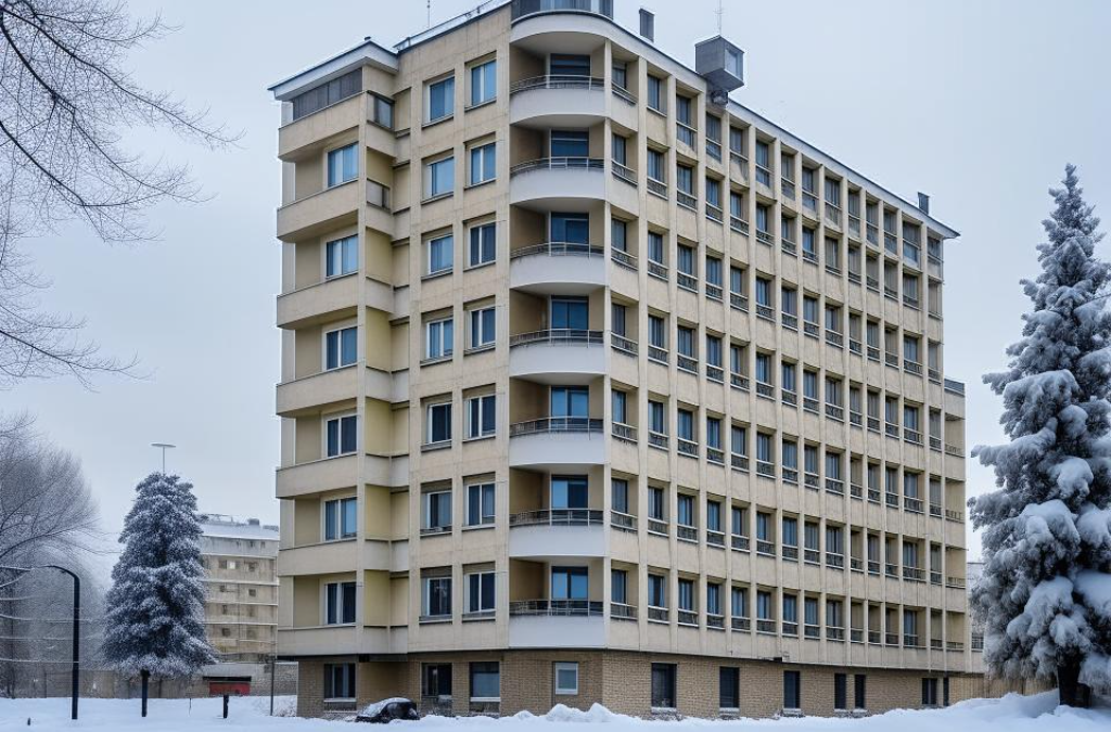 многоэтажка зимой